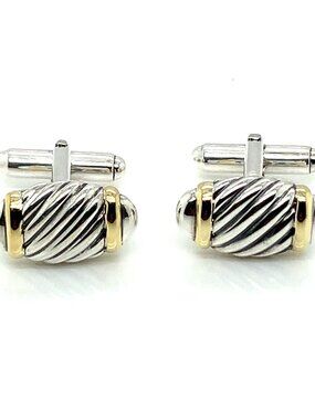 David Yurman Sterling Silver and 18K Gold Cufflinks